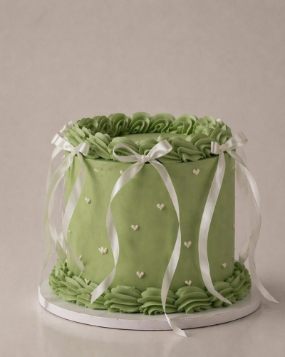 Elegant Green Lambeth Cake with white rosettes